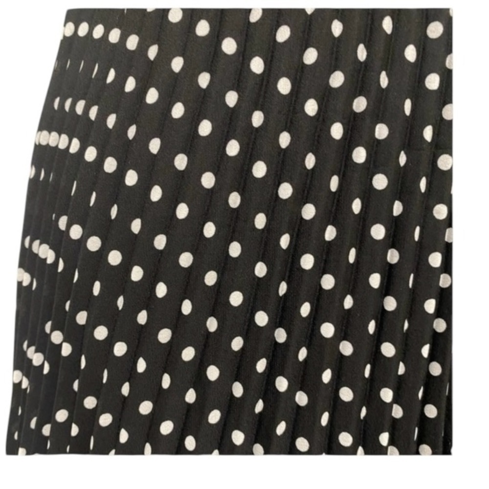 Max Studio Skirt Size M Black White Polka Dot Pleated Skirt Elastic Waist - Picture 7 of 15
